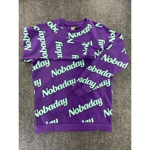 NOBADAY Never Been Done All Over Logo Crewneck Sweatshirt Purple Green